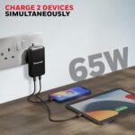 Honeywell Zest Ultra-Thin GaN 65W Dual Type-C PD 3.0 Wall Charger black - Image 2