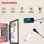 Honeywell 4 Outlet Surge Protector with 1xType C with PD & 2xUSB – White - Image 2