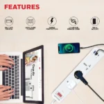 Honeywell 3 Outlet Surge Protector with 1xType C with PD & 2xUSB – White - Image 3