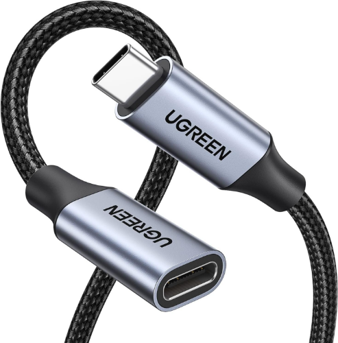 Ugreen US372 Usb-C Male To Usb-C Female Gen2 Alu Case Braided Extension Cable 1M (Space Gray)-30205