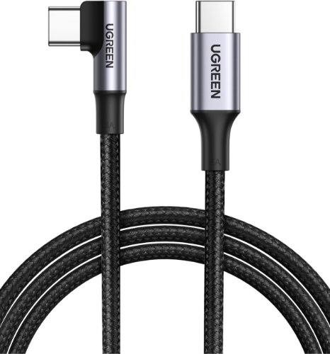 Ugreen US334 Usb-C 2.0 To Angled Usb-C M/M Cable Aluminium Shell With Braided 1M (Black)-70643