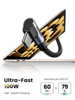 Ugreen US334 Usb-C 2.0 To Angled Usb-C M/M Braided Cable With Aluminium Shell 2M (Black)-70645 - Image 3