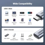 Ugreen US372 Usb-C Male To Usb-C Female Gen2 Alu Case Braided Extension Cable 1M (Space Gray)-30205 - Image 2