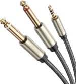 Ugreen AV126 3.5Mm Trs To Dual 6.35Mm Ts Audio Cable 2M (Gray)-10615