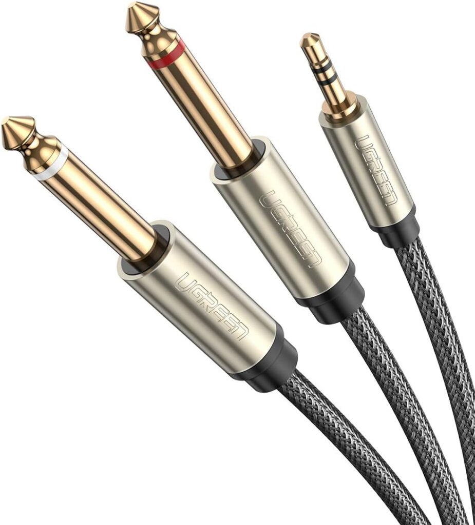 Ugreen AV126 3.5Mm Trs To Dual 6.35Mm Ts Audio Cable 2M (Gray)-10615