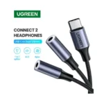 UGREEN AV144 USB Type C Male to 3.5mm 2 Female Audio Cable Space Gray 25cm-30732 - Image 2