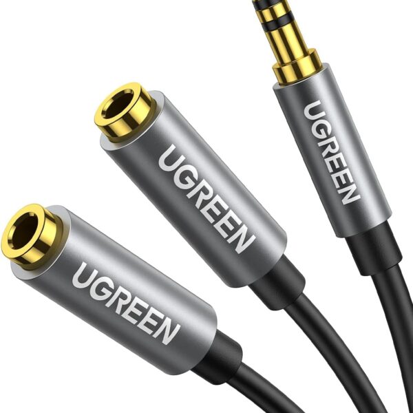 Ugreen AV123 3.5Mm Aux Stereo Audio Splitter Cable With Braid 20Cm (Black)-10532