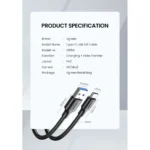 Ugreen US184 USB 3.0 A Male to Type C Male Cable Nickel Plating 2m Black-20884 - Image 6