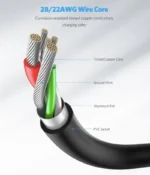 Ugreen US184 USB 3.0 A Male to Type C Male Cable Nickel Plating 2m Black-20884 - Image 3