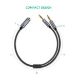 Ugreen AV140 3.5mm Female to 2 Male Audio Cable Aluminum Case (Black)-20899 - Image 2