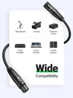 Ugreen AV130 Cannon Male to Female Microphone Extension Audio Cable 2m (Black)-20710
