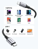 Ugreen US304 Usb-C To Lightning M/M Cable Aluminum Shell Braided 1M (Black)-60759 - Image 5