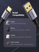 UGREEN US287 USB-A to USB-C Fast Charging Cable 3A Max Black 3m-60826 - Image 5