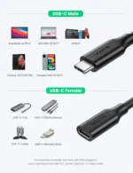 Ugreen US353 USB-C/M to USB-C/F Gen2 5A Extension Cable 1m (Black)-10387 - Image 4