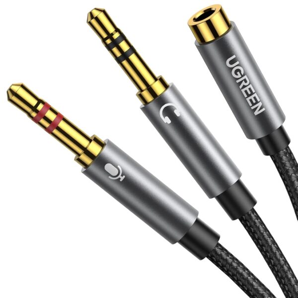 Ugreen AV140 3.5mm Female to 2 Male Audio Cable Aluminum Case (Black)-20899