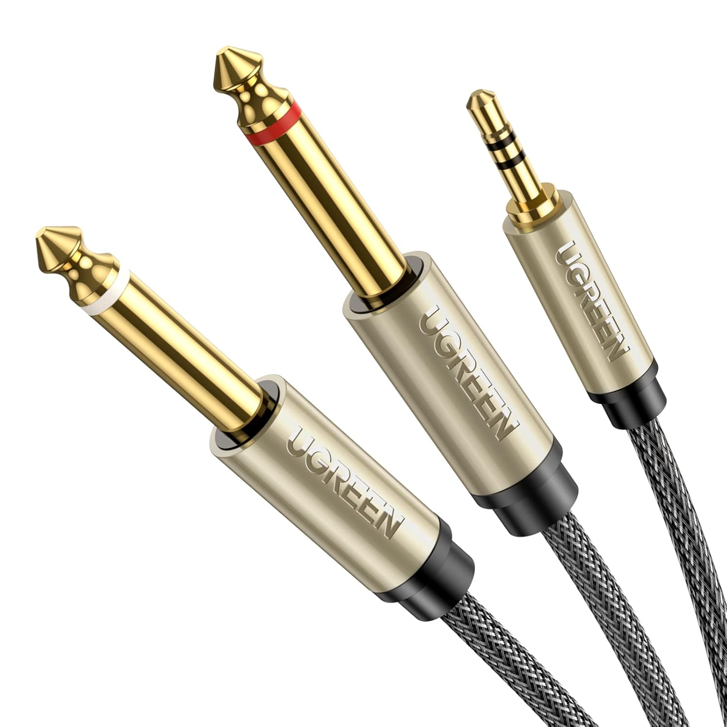 61nhZsTQzAL._SL1500_ Ugreen AV126 3.5Mm Trs To Dual 6.35Mm Ts Audio Cable 1M (Gray)-10613