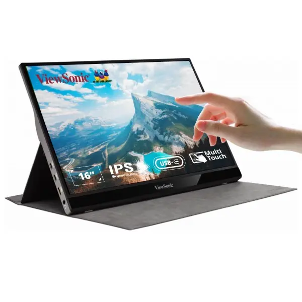 ViewSonic TD1655 16-Inch FHD IPS Portable Touch Monitor – Metallic Silver Edition