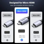 Ugreen HD164 Micro HDMI to HDMI 8K Cable 1m-15516 - Image 2