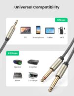 Ugreen AV126 3.5Mm Trs To Dual 6.35Mm Ts Audio Cable 2M (Gray)-10615 - Image 2