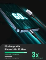 Ugreen US304 Usb-C To Lightning M/M Cable Aluminum Shell Braided 1M (Black)-60759 - Image 3