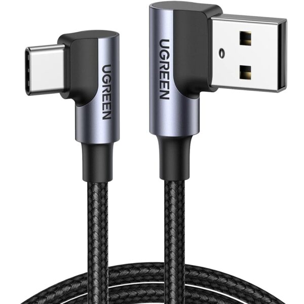 Ugreen US176 Right Angle USB-A to USB-C Cable 1m (Space Gray)-20856