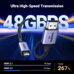 Ugreen HD164 Micro HDMI to HDMI 8K Cable 1m-15516 - Image 3