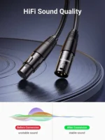 Ugreen AV130 Cannon Male to Female Microphone Extension Audio Cable 2m (Black)-20710 - Image 4