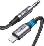 Ugreen US315 Lightning To 3.5Mm Aux Cable Aluminum Shell With Braided 1M (Black)-70509 - Image 2
