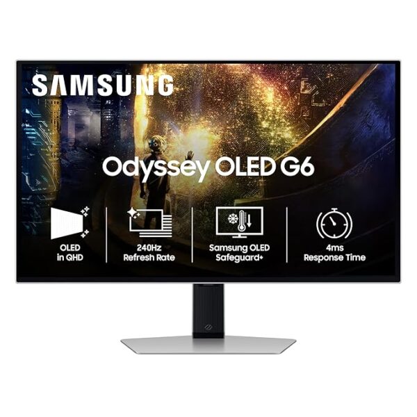 Samsung 27” Odyssey OLED G6 QHD 240Hz HDR10+ Gaming Monitor – LS27HG612SWXXL