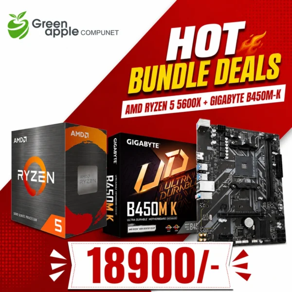 GREEN APPLE COMPUNET AMD Processor Motherboard Bundle - Ryzen 5 5600X + Gigabyte B450M-K