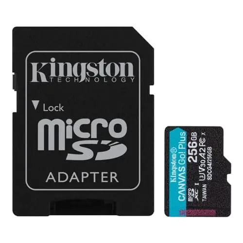 Kingston Canvas Go! Plus 256GB micro SDXC Memory Card with SD Adapter