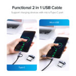 UGREEN US177 USB-A to Micro USB + USB Type-C Cable 1m (Black)-30875 - Image 2