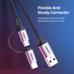 UGREEN US177 USB-A to Micro USB + USB Type-C Cable 1m (Black)-30875 - Image 4