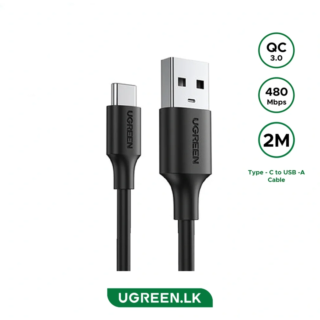 UGREEN US287 USB-A to USB-C Fast Charging Cable 3A Max Black 2m-60118