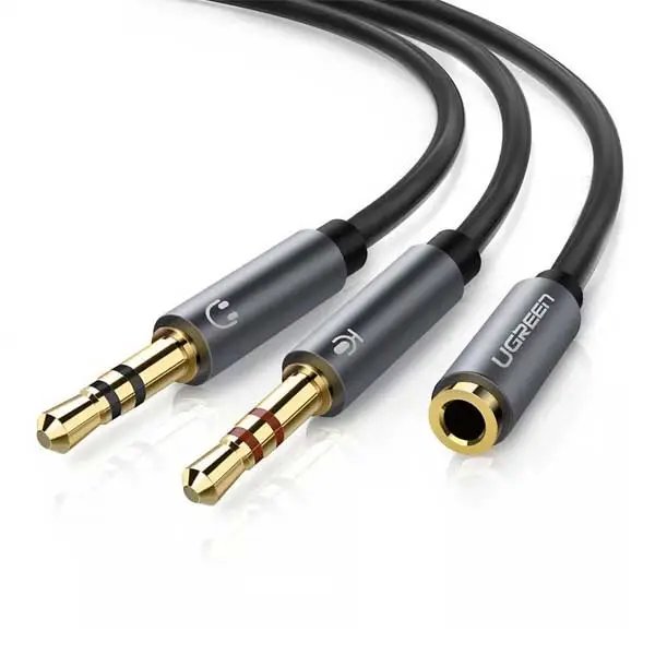Ugreen AV140 3.5mm Female to 2 Male Audio Cable Aluminum Case (Black)-20899