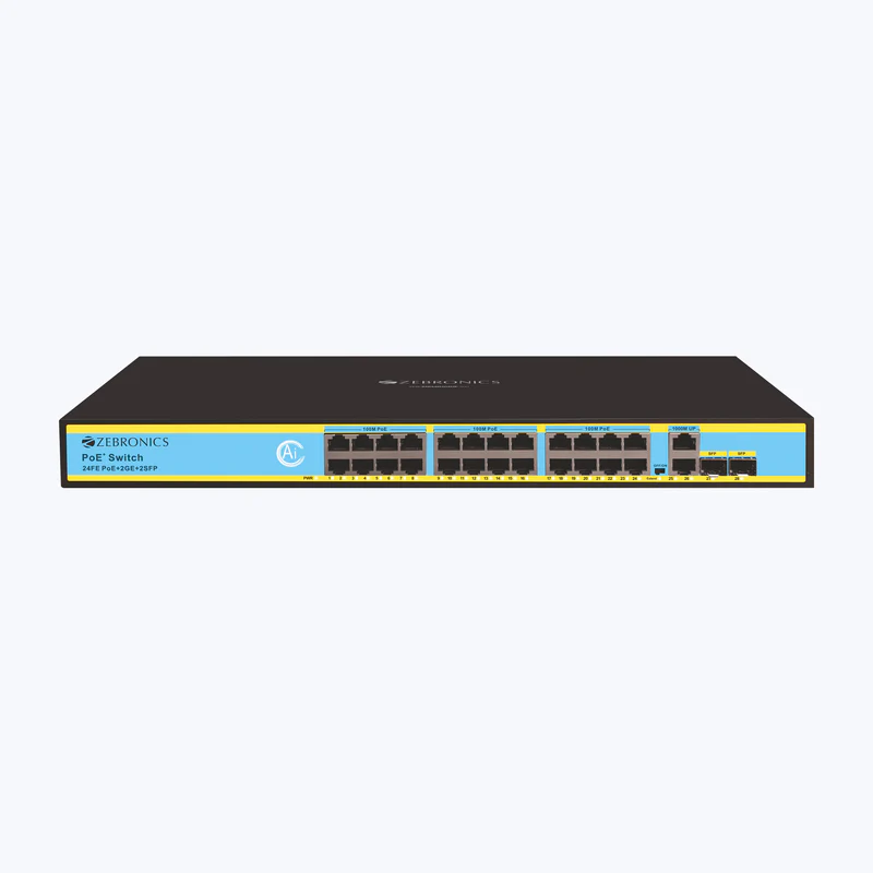 ZEBRONICS 24-Port PoE Switch with 2 Gigabit Uplink Ports