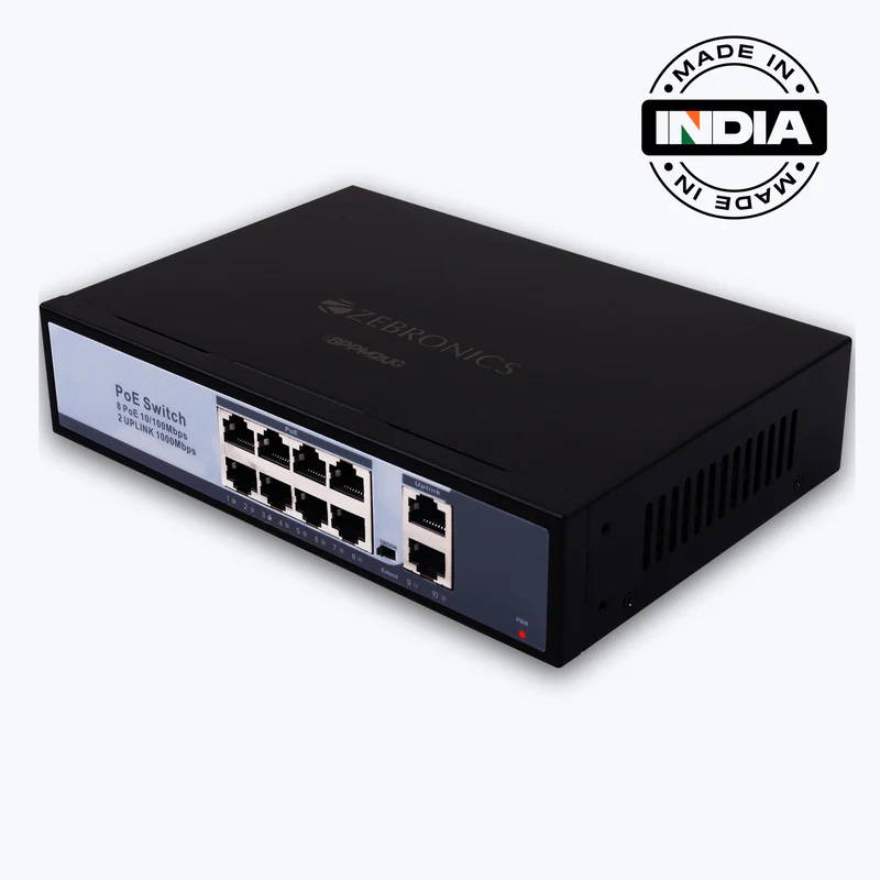 ZEBRONICS 8-Port Ethernet Switch for Stable Connectivity