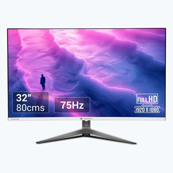ZEBRONICS ZEB-EA320 32" Curved Full HD LED Monitor – White Edition