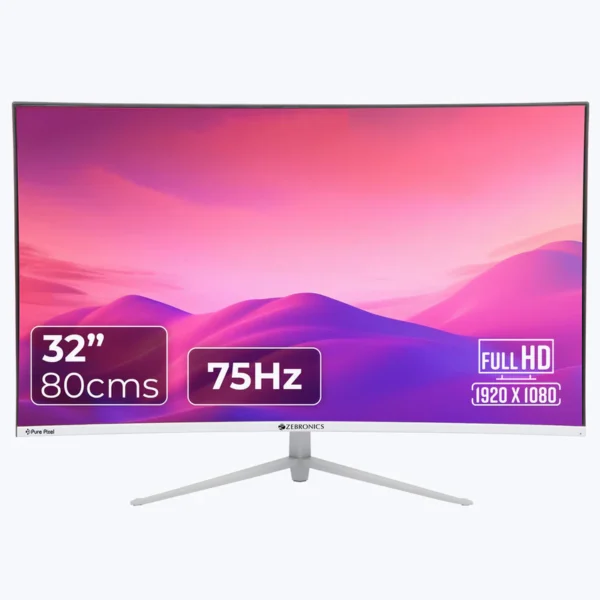 ZEBRONICS AC32FHD 32" Curved Full HD 75Hz Monitor – White Edition