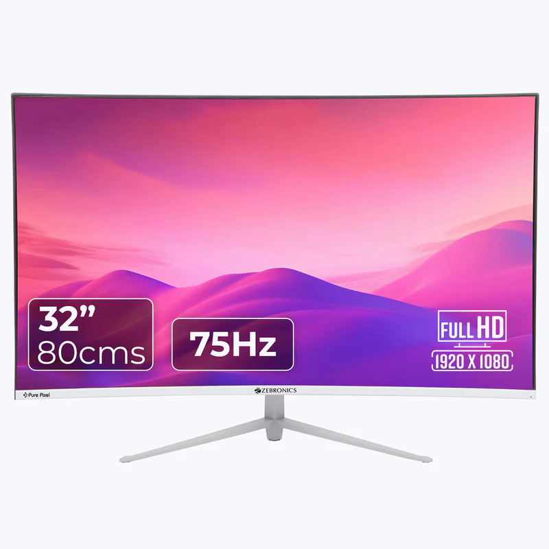 ZEBRONICS AC32FHD 32" Curved Full HD 75Hz Monitor – White Edition