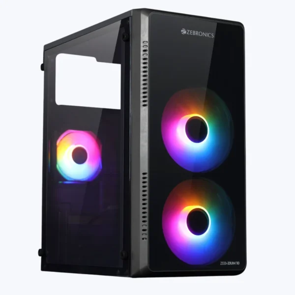 ZEB-ZIUM 10 Mid Tower Gaming Cabinet | Acrylic Side Panel PC Case black