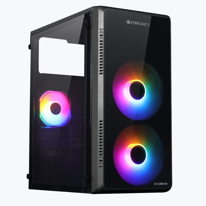 ZEB-ZIUM 10 Mid Tower Gaming Cabinet | Acrylic Side Panel PC Case black