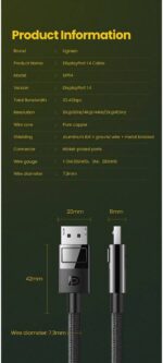 Ugreen DP114 DP Male to Male Cable Braided 5 m-80394 - Image 6
