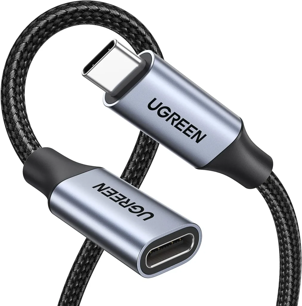 Ugreen US372 Usb-C Male To Usb-C Female Gen2 Alu Case Braided Extension Cable 1M (Space Gray)-30205