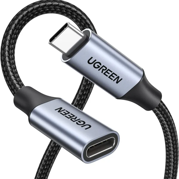 Ugreen US372 Usb-C Male To Usb-C Female Gen2 Alu Case Braided Extension Cable 1M (Space Gray)-30205