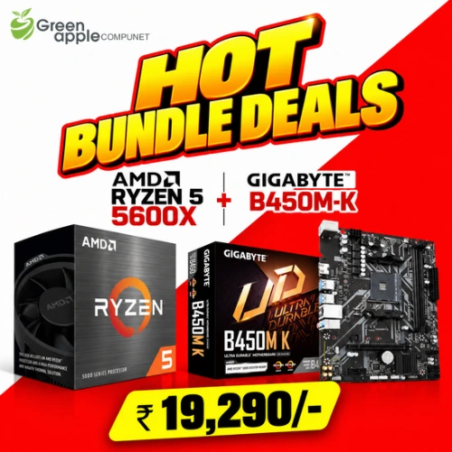 GREEN APPLE COMPUNET AMD Processor Motherboard Bundle – Ryzen 5 5600X + Gigabyte B450M-K