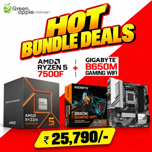 GREEN APPLE COMPUNET AMD Processor Motherboard Bundle – Ryzen 5 7500F +Gigabyte B650M Gaming Wifi