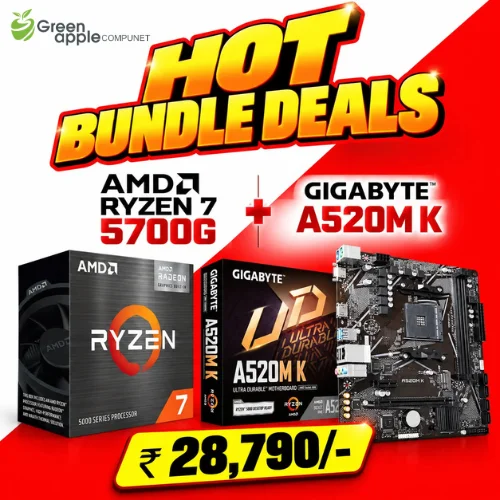 GREEN APPLE COMPUNET AMD Processor Motherboard Bundle – Ryzen 7 5700G + Gigabyte B450M-K