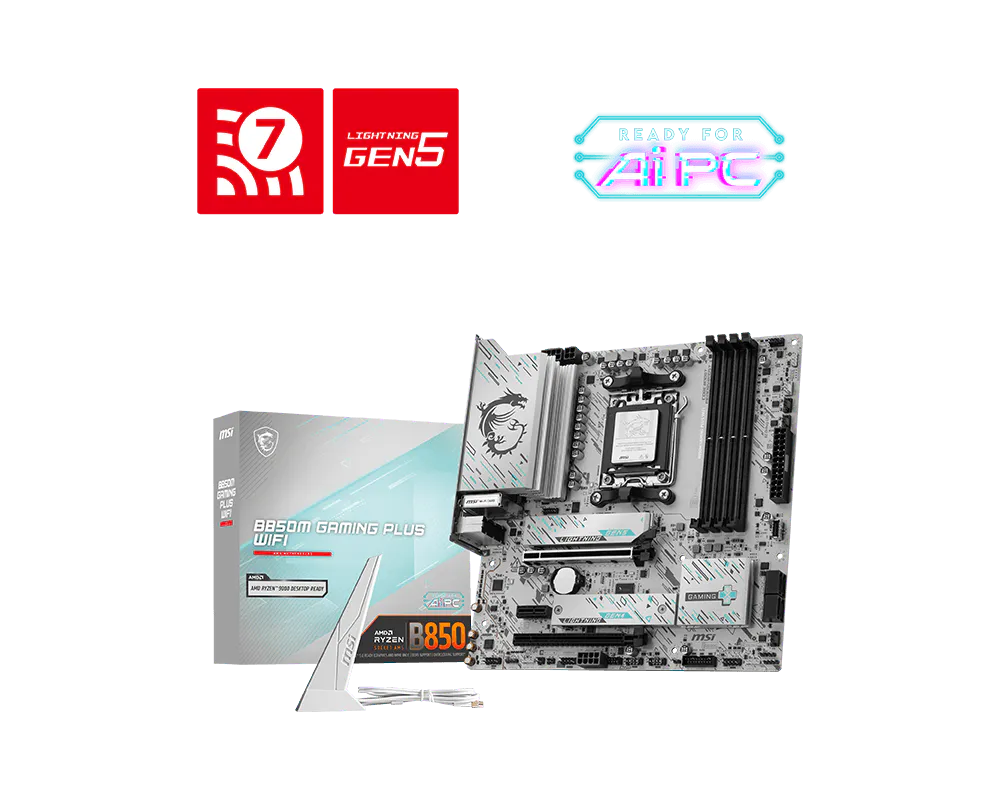 MSI B850M GAMING PLUS WIFI7 DDR5 Micro-ATX AMD AM5 Gaming Motherboard