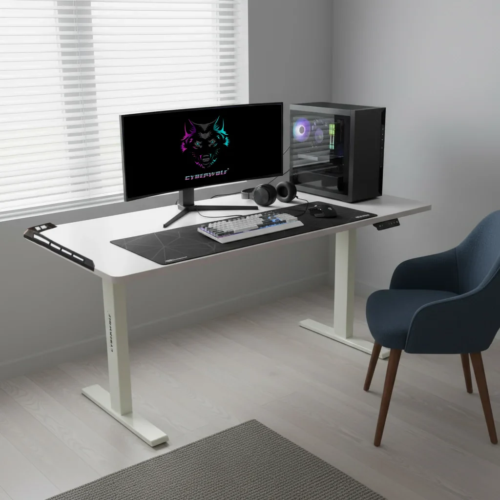 Cyberwolf Battlestation RGB Gaming Surface – XXL White